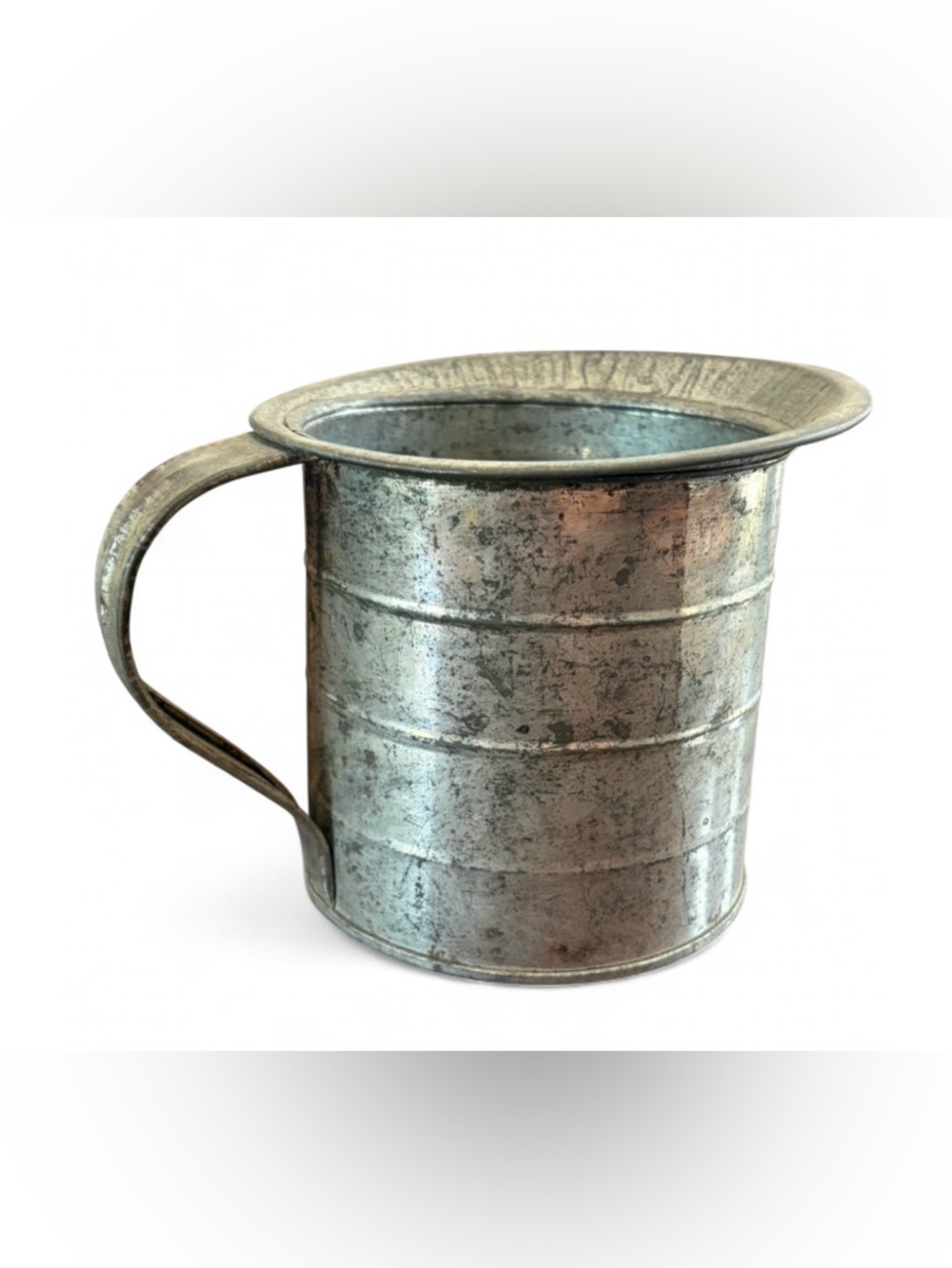 Vintage Rustic Farmhouse Cottage Silver Tone Metal Measuring Pitcher Pourer